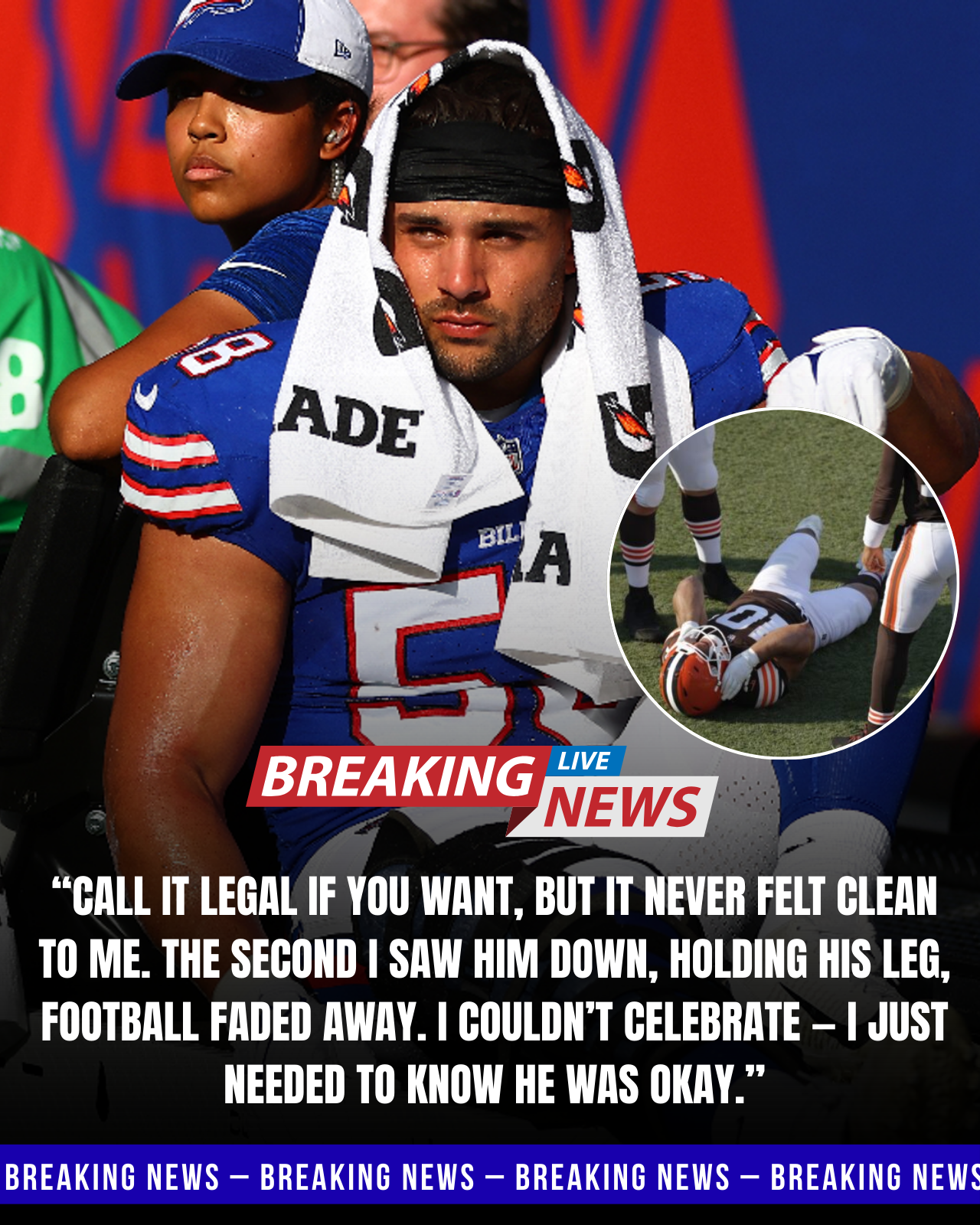 Bills LB Matt Milano Skips Team Celebration After Blowout Win Over Browns, Rushes to Hospital Where RB rookie Quinshon Judkins Lies in Pain Following His Low Hit – Video of the Moment Leaves Fans Speechless.merr